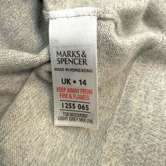 Marks Spencer Sweater Womens 10 Gray Little Cardigan Button Circle Neck Coastal - Picture 9 of 11